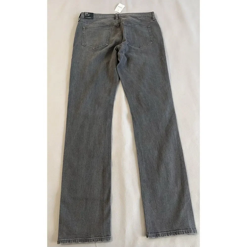 J Crew‎ Jeans Mens 32x34 Gray Flex Slim Straight Stretch Denim Mid Rise NWT